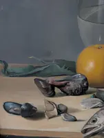 Still Life with Fish, Artichokes, and a Glass Pitcher – 20th Century