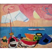 Enrico Paulucci (1901–1999) – Marina avec des bateaux