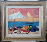 Enrico Paulucci (1901–1999) – Marina avec des bateaux