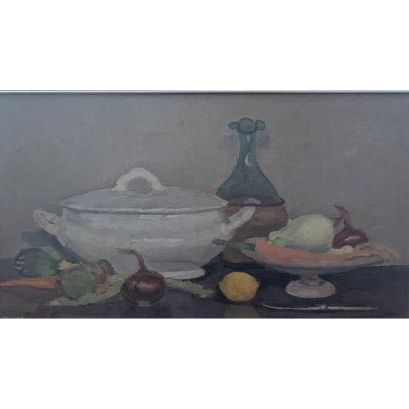 Giovanni March – Nature morte aux légumes et à la faïence – 1967