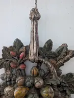 Pair of carved, silver-plated, and polychrome wooden wall sconces – Mid-20th century