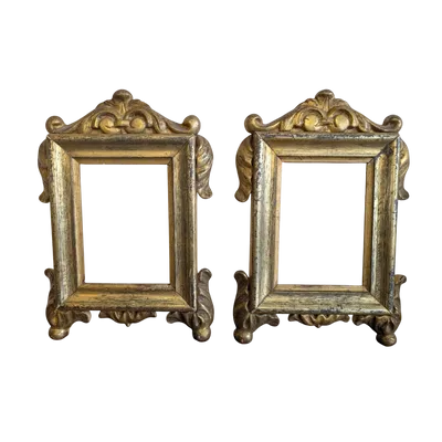 Pair of carved and gilded wooden mecha frames/former frames - mid-19th century
