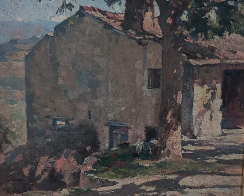 Lodovico Tommasi (1866–1941) – Paysage toscan avec une ferme