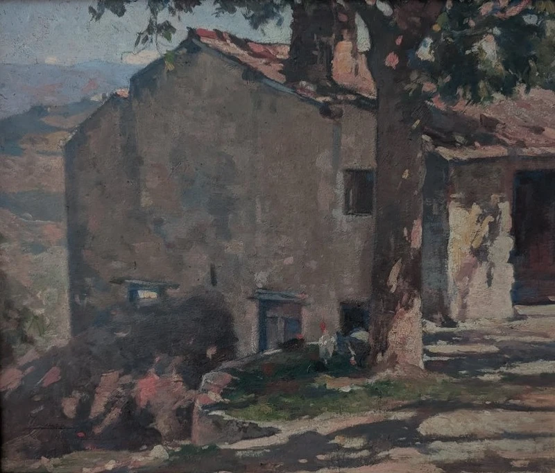 Lodovico Tommasi (1866–1941) – Paysage toscan avec une ferme