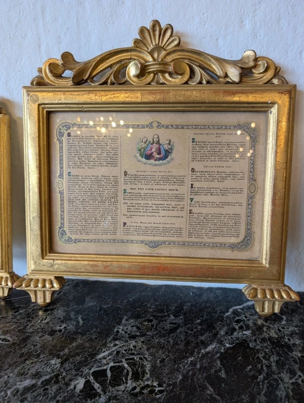 Triptyque en cartogorie, en bois sculpté et doré à l'or fin – Style Louis XVI