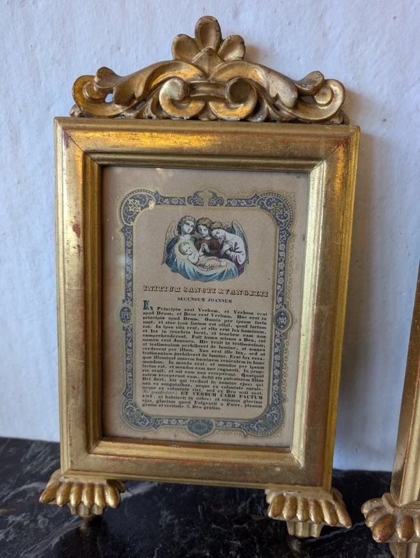 Triptyque en cartogorie, en bois sculpté et doré à l'or fin – Style Louis XVI