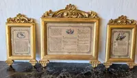 Triptyque en cartogorie, en bois sculpté et doré à l'or fin – Style Louis XVI