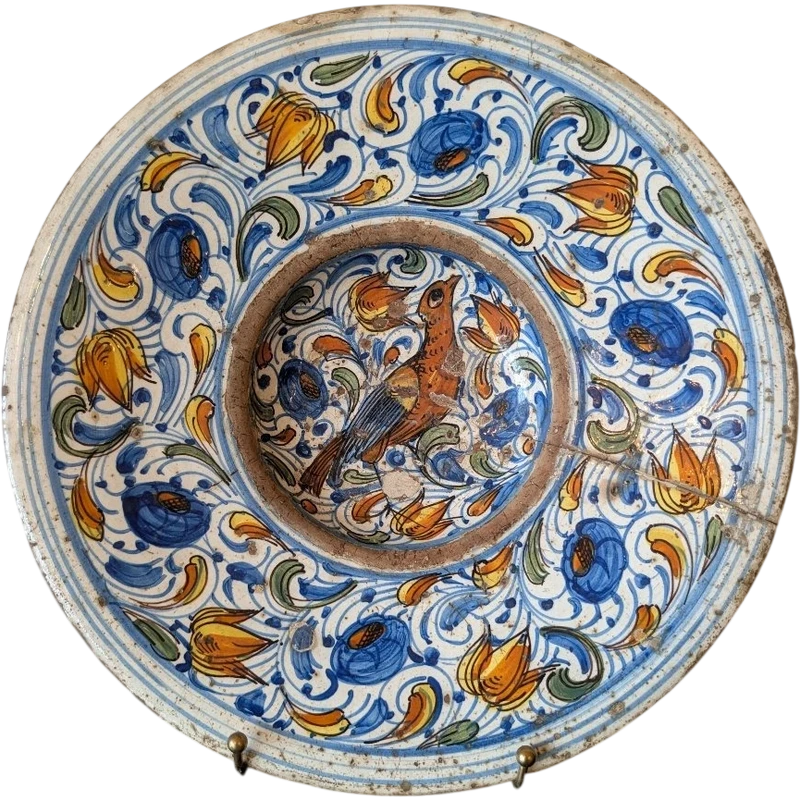 Large polychrome majolica plate – Central Italy, 17th century