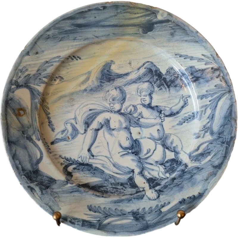 Assiette en majolique de Savone du XVIIIe siècle – Décor mythologique