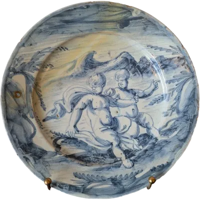 18th-century majolica plate from Savona – Mythological decoration