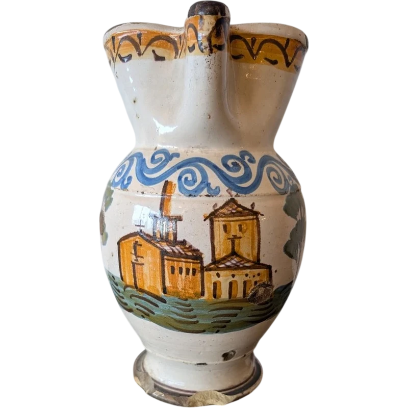 Polychrome majolica jug – Central-Southern Italy, 18th century
