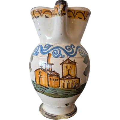 Brocca in maiolica policroma – Italia centro-meridionale, XVIII secolo