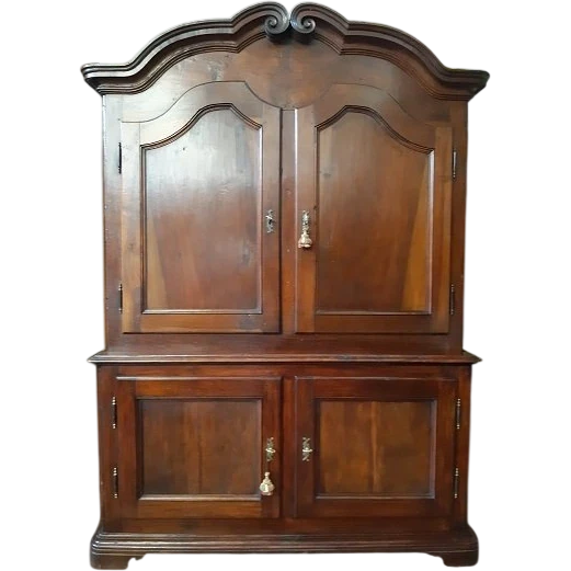 Antique Piedmontese two-body sideboard in walnut