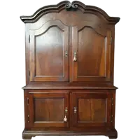 Antique Piedmontese two-body sideboard in walnut