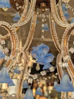 Five-light chandelier with blue glass pendants – First half of the 20th century