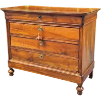 Commode à tiroirs ancienne de style Louis-Philippe, d'Émilie, couleur cappuccino