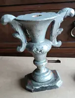 Antique pair of palm tree candlesticks - silvered wood