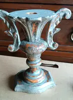 Antique pair of palm tree candlesticks - silvered wood