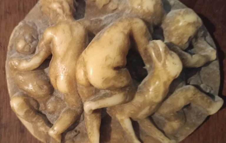 Oval wax relief - Bacchanal - 18th century ceroplast