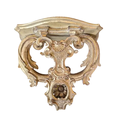 Mensola a muro con elementi intagliati e dorati del XVIII secolo