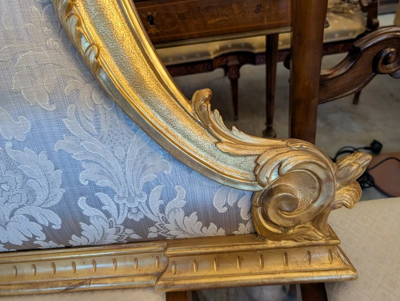 Carved and gilded wooden bed headboard - Early 20th century