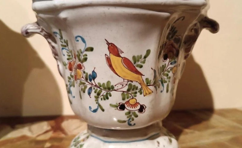 Pair of decorated majolica vases 18th century France