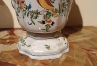 Pair of decorated majolica vases 18th century France