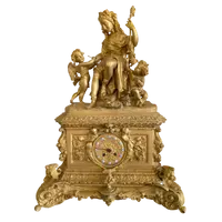 Gilt bronze mantel clock with female figure and putti