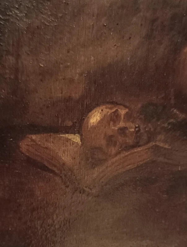 Antique oil on canvas painting depicting St. Francis in ecstasy