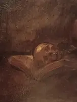 Antique oil on canvas painting depicting St. Francis in ecstasy