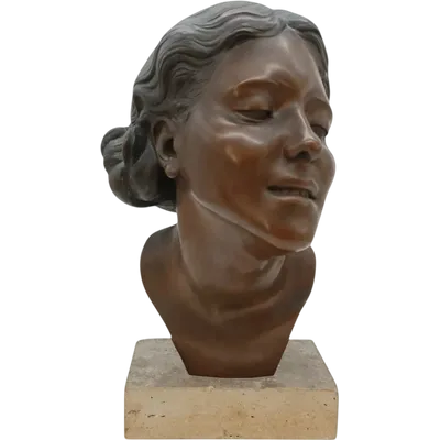 Sculpture en bronze, buste de femme d'Attilio Torresini, années 1920 - portrait de sa femme