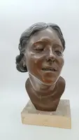 Bronze sculpture female bust of Attilio Torresini YEARS 20 -portrait of his wife