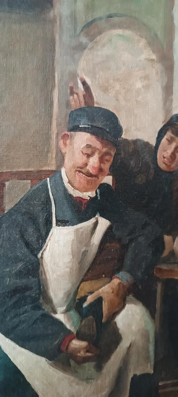 Antique oil on canvas painting 19th century Italian school "THE CIABATTINO"