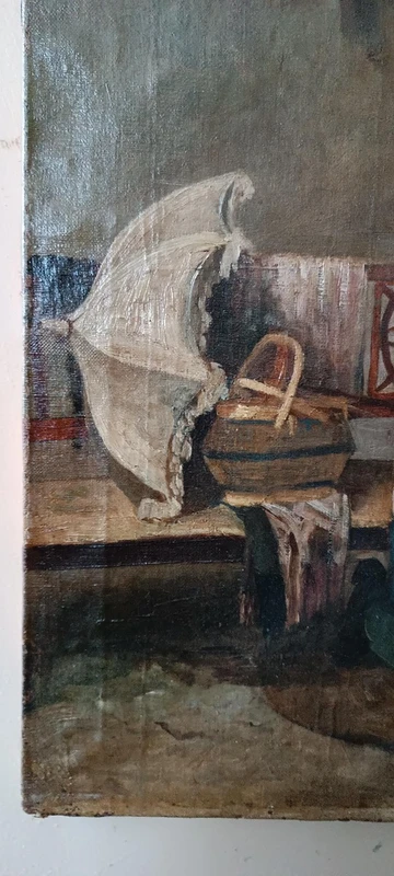 Antique oil on canvas painting 19th century Italian school "THE CIABATTINO"