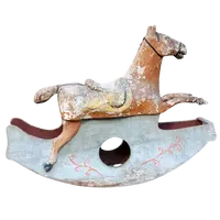 RARE ANTIQUE ANTIQUE ROCKING HORSE XIX CENTURY WOOD AND PAPER MACHE PAINTED