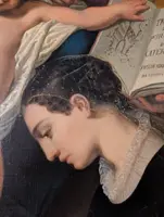 Grande pala d’altare raffigurante Santa Caterina da Genova ispirata dalla Vergine col Bambino