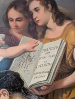 Grande pala d’altare raffigurante Santa Caterina da Genova ispirata dalla Vergine col Bambino