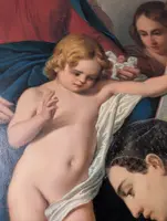 Grande pala d’altare raffigurante Santa Caterina da Genova ispirata dalla Vergine col Bambino