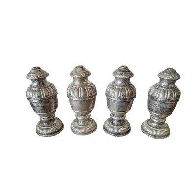 Four Silver-plated Metal Altar Palm Holders on Wooden Core.