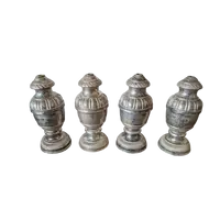 Four Silver-plated Metal Altar Palm Holders on Wooden Core.
