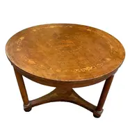 Ancienne table ronde Empire marquetée début 19ème siècle