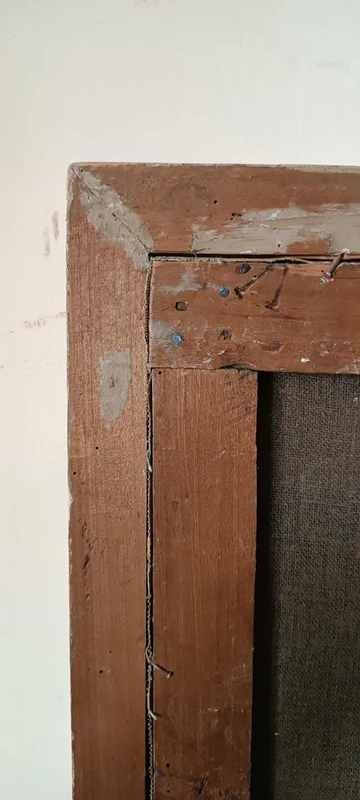 Huile ancienne sur toile Madone et enfant 18ème siècle