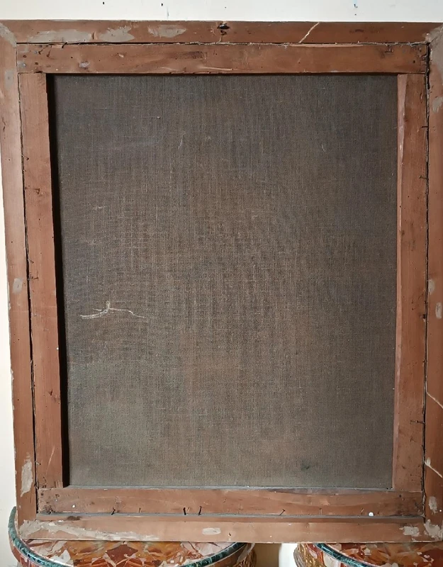 Huile ancienne sur toile Madone et enfant 18ème siècle