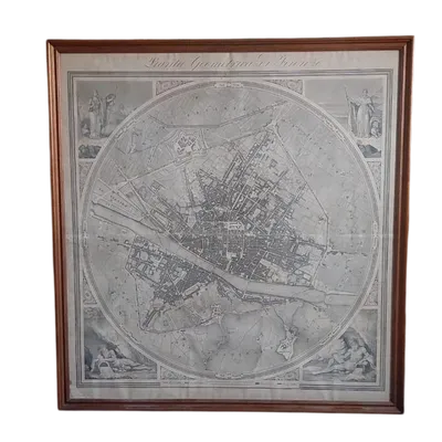 Grande carta geografica pianta geometrica citta' di firenze 1843