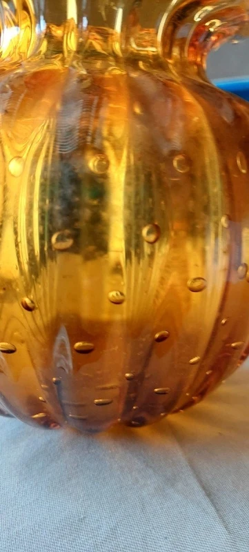 RARE VASE DE COLLECTION EN VERRE MURANO AMBRE, BAROVIER TOSO, 1950S VENISE ITALIE.