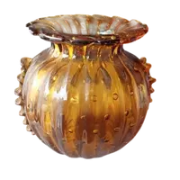 RARE VASE DE COLLECTION EN VERRE MURANO AMBRE, BAROVIER TOSO, 1950S VENISE ITALIE.