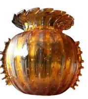 RARE VASE DE COLLECTION EN VERRE MURANO AMBRE, BAROVIER TOSO, 1950S VENISE ITALIE.