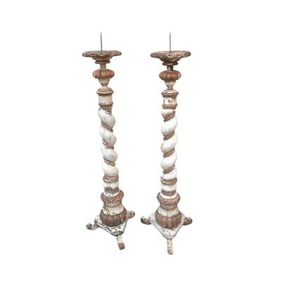Antica grande  coppia di torcere XVIII h.130 cm