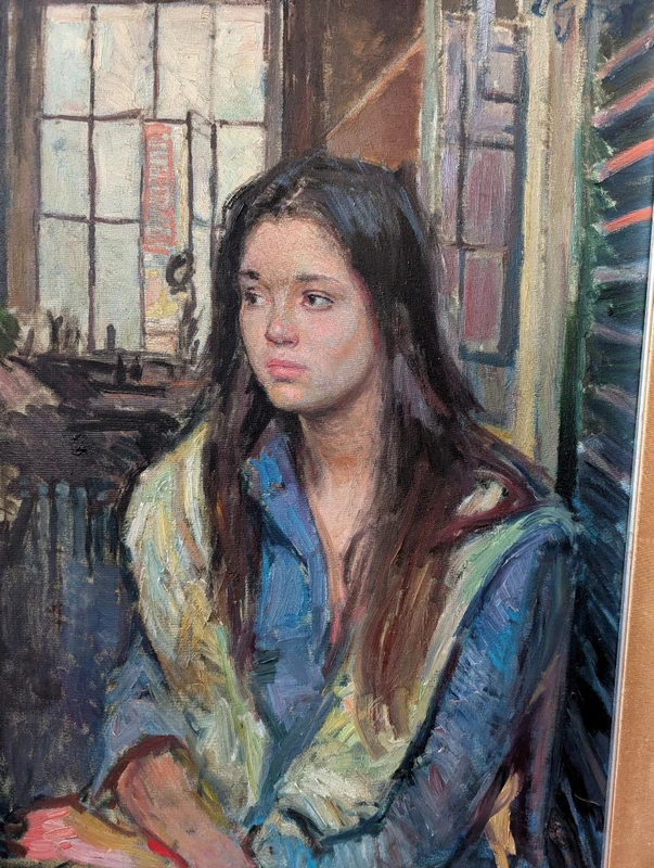 Oil Painting on Canvas by Paulo Ghiglia - Female Portrait - 1960s