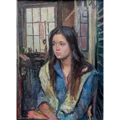 Oil Painting on Canvas by Paulo Ghiglia - Female Portrait - 1960s
